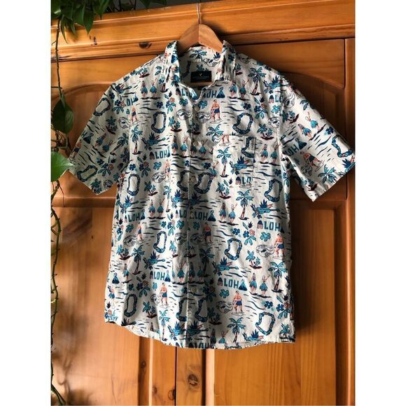 American Eagle Outfitter Aloha Hawaii Button Down Shirt SZ M - Picture 2 of 9